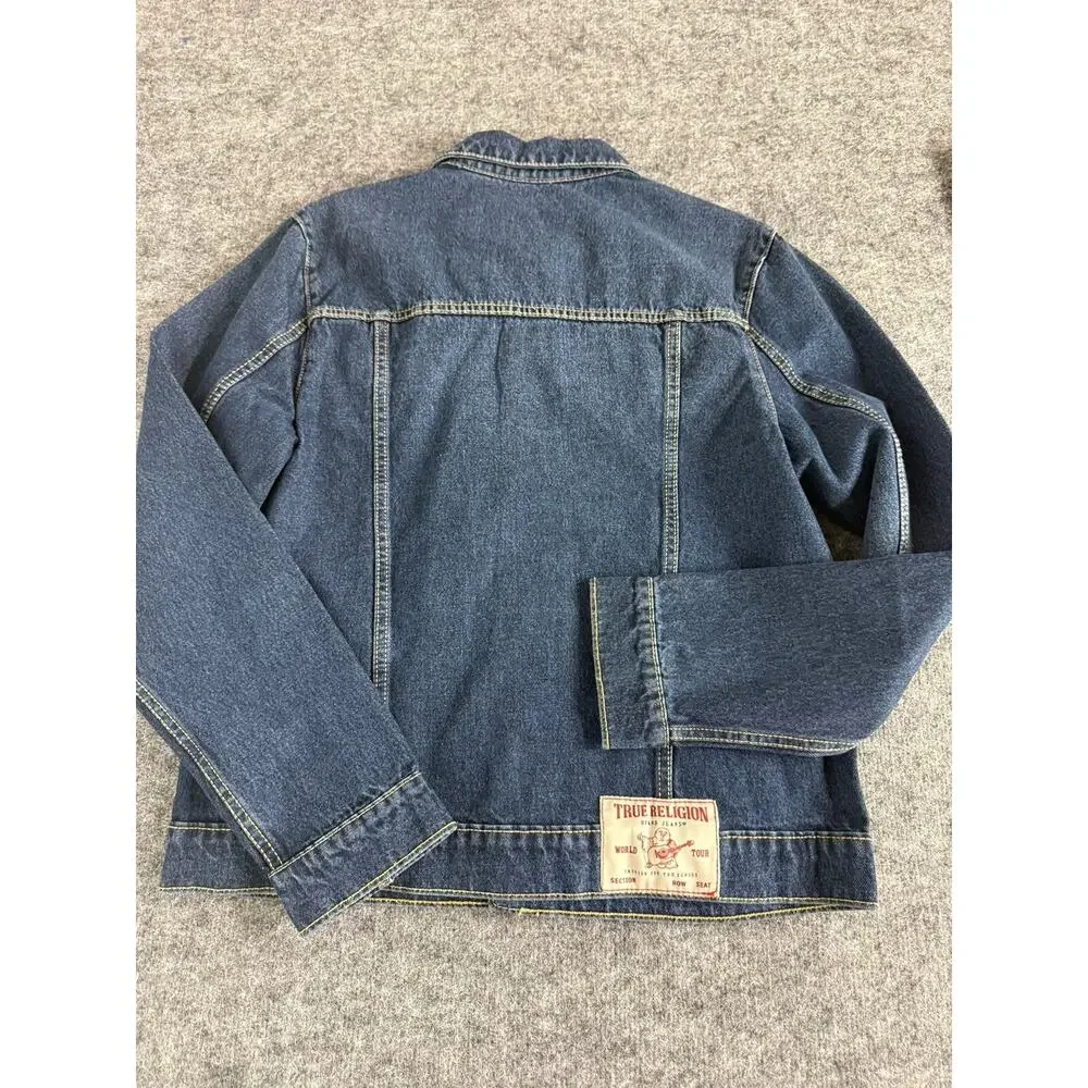 True Religion Jacket Mens Small Blue Denim Trucker Bomber Jean Coat N82